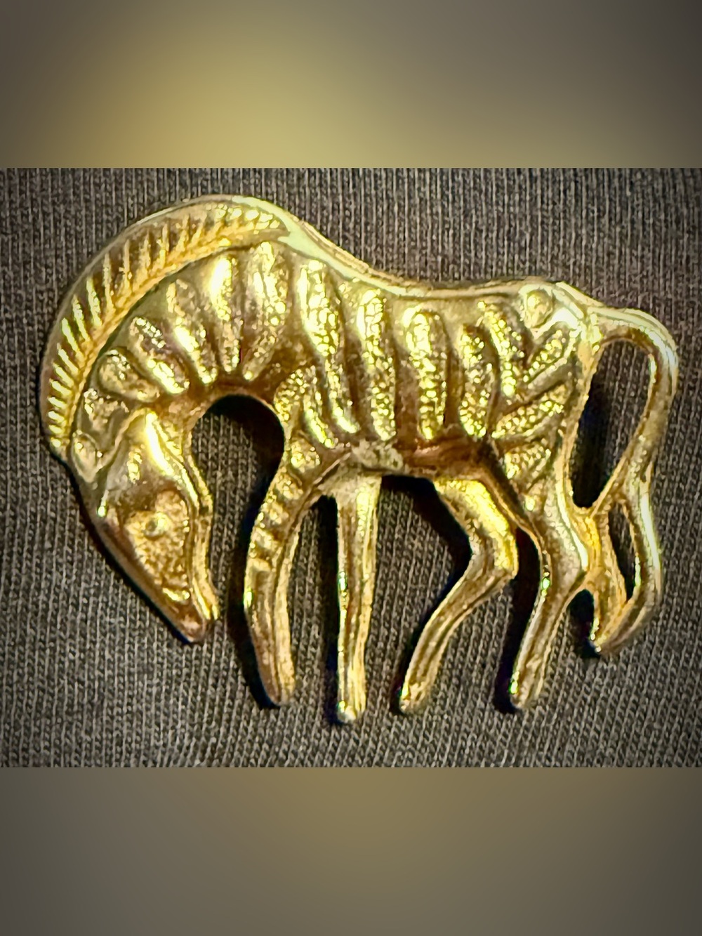 Vintage Zebra Gold Toned Brooch